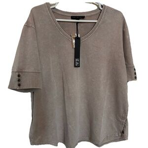 Jane & Delancey Women's Blouse Top XL Dusty Rose Tan Comfy Minimalist